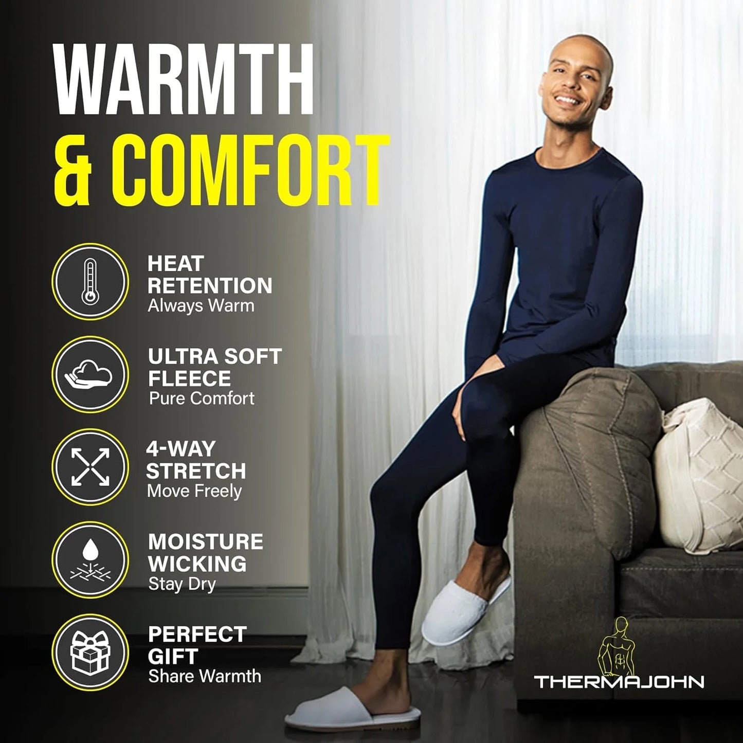 Long Johns Thermal Underwear for Men Crewneck Set (XS-4XL)
