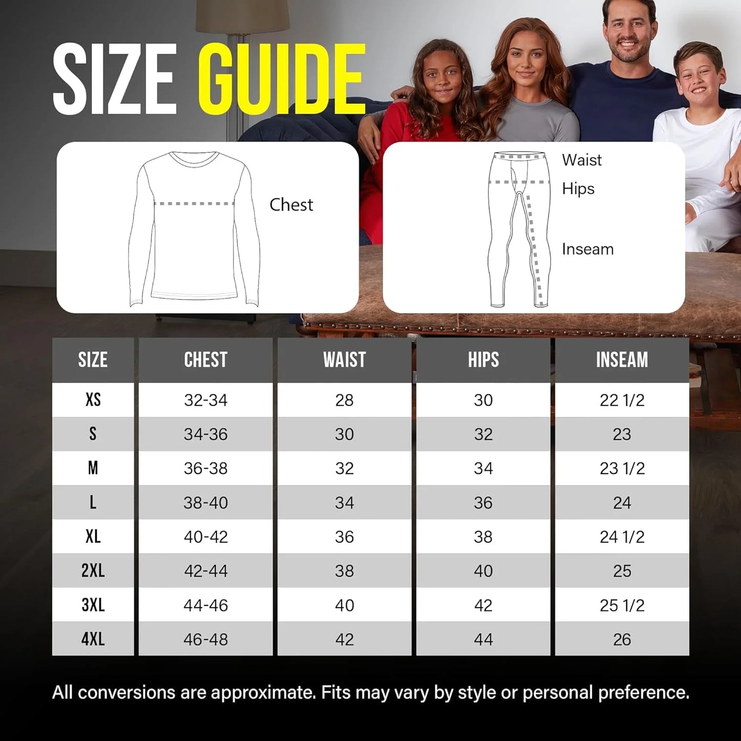 Long Johns Thermal Underwear for Men Crewneck Set (XS-4XL)