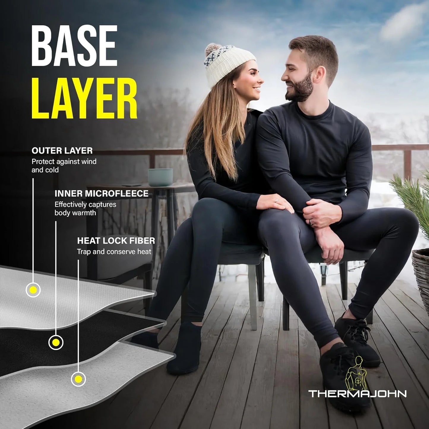 Long Johns Thermal Underwear for Men Crewneck Set (XS-4XL)
